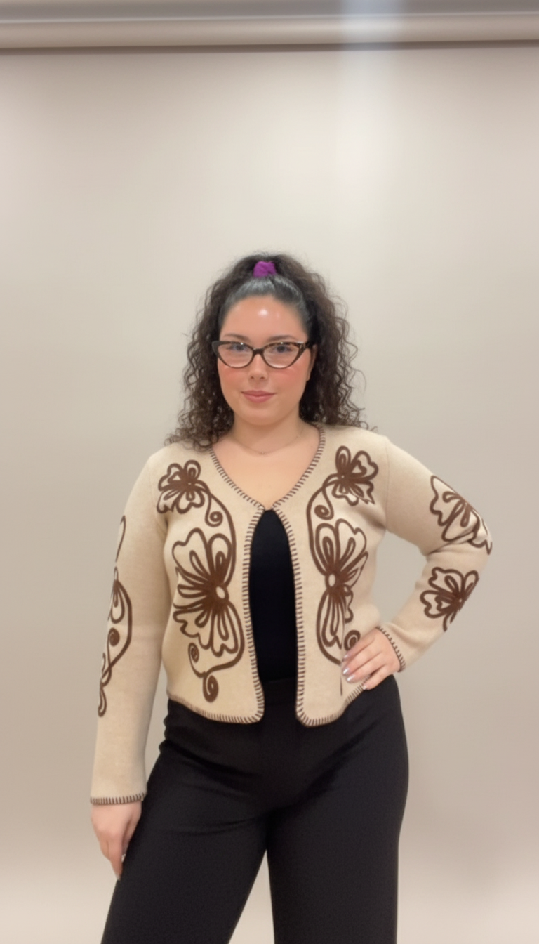 Maglia Cardigan Ricamo