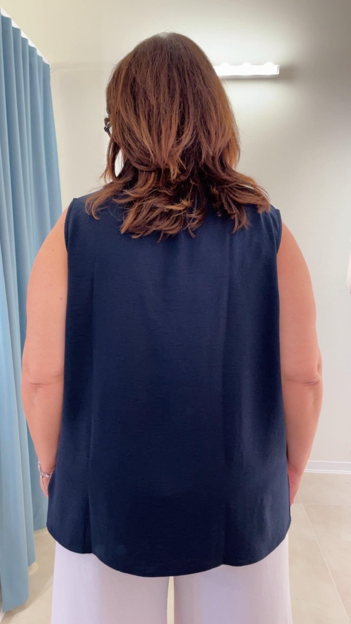 Top Curvy spalla larga  blu