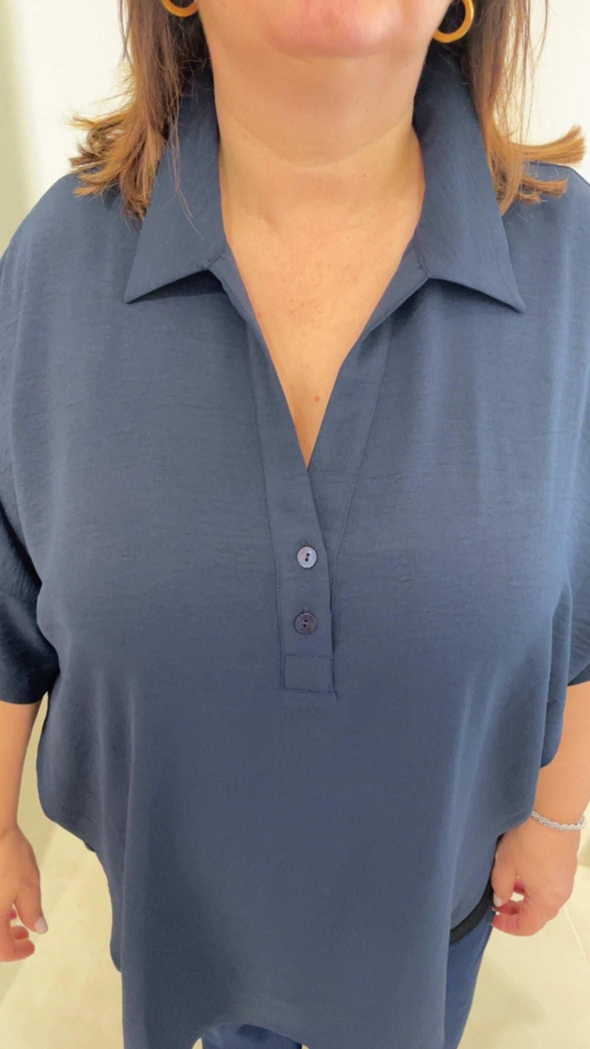 Blusa colletto Mat blu