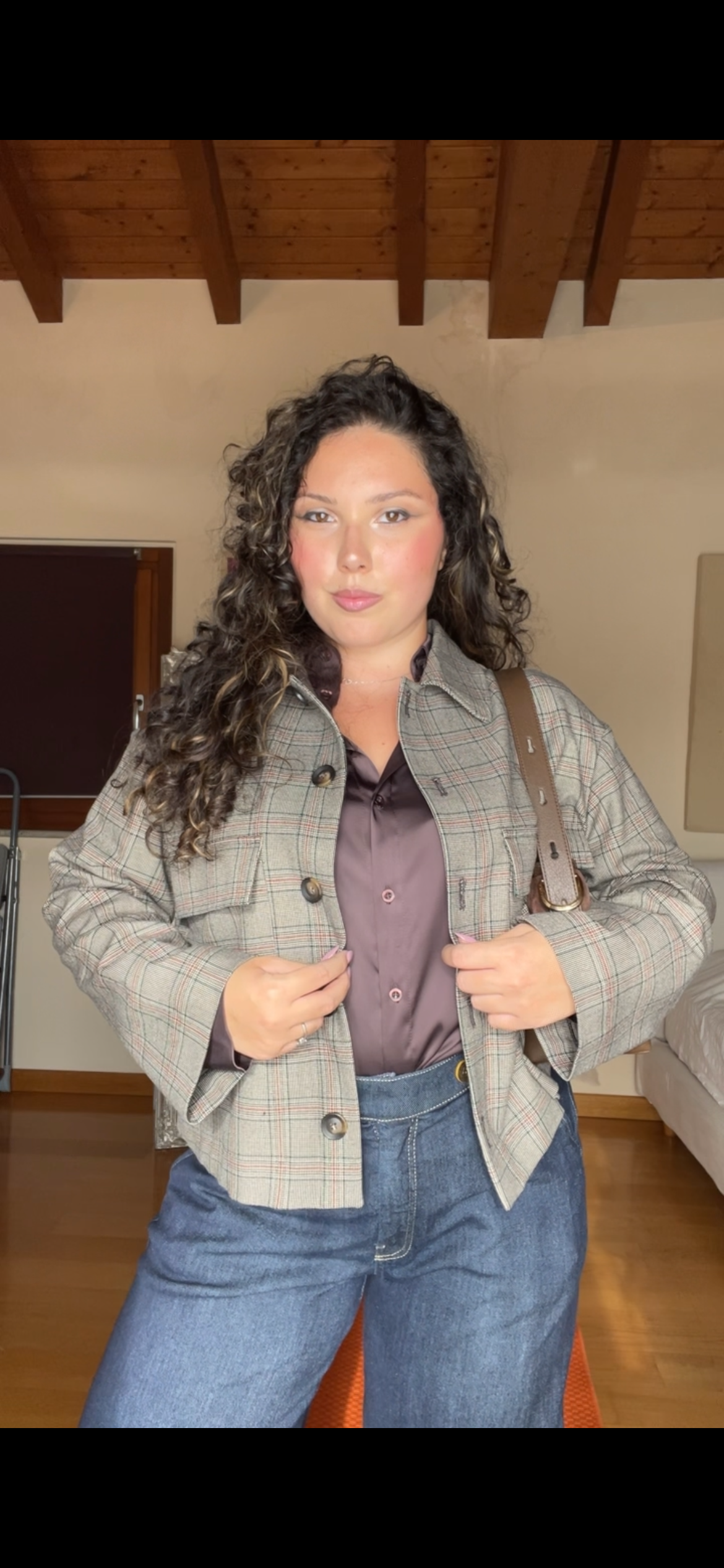 Giacca scozzese cropped