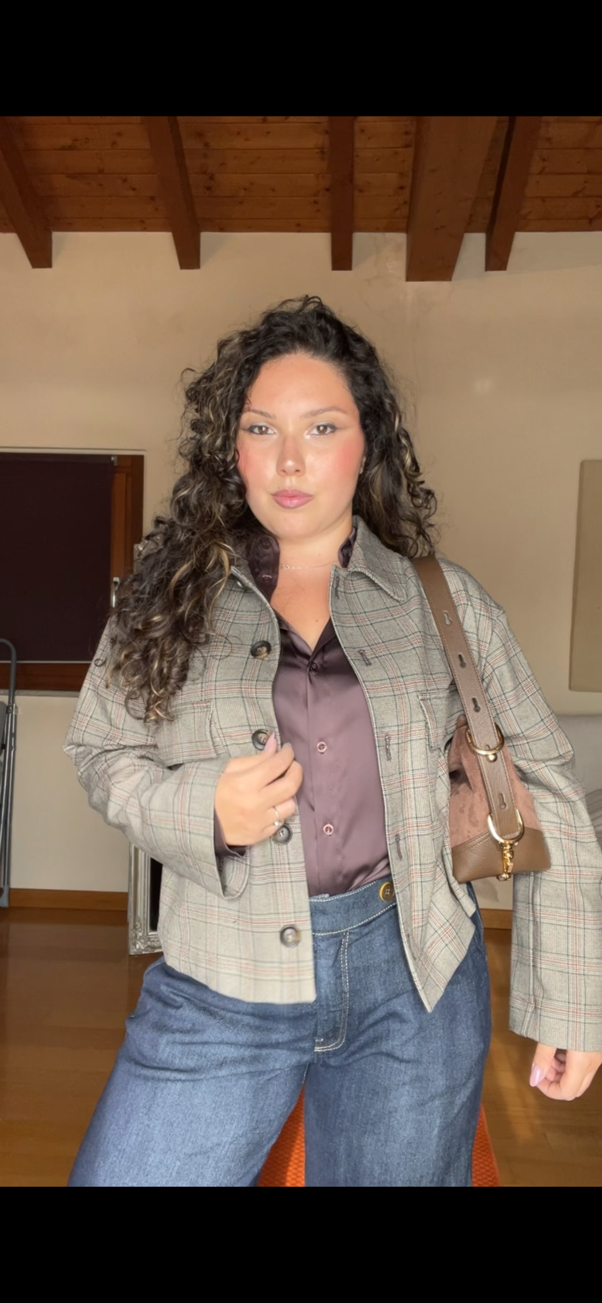 Giacca scozzese cropped