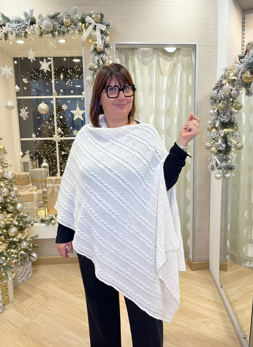 Poncho Maglia a treccia Lana