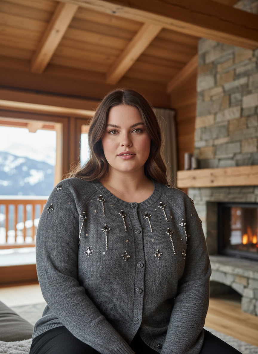 Luisa Viola Maglia Cardigan Diamanti