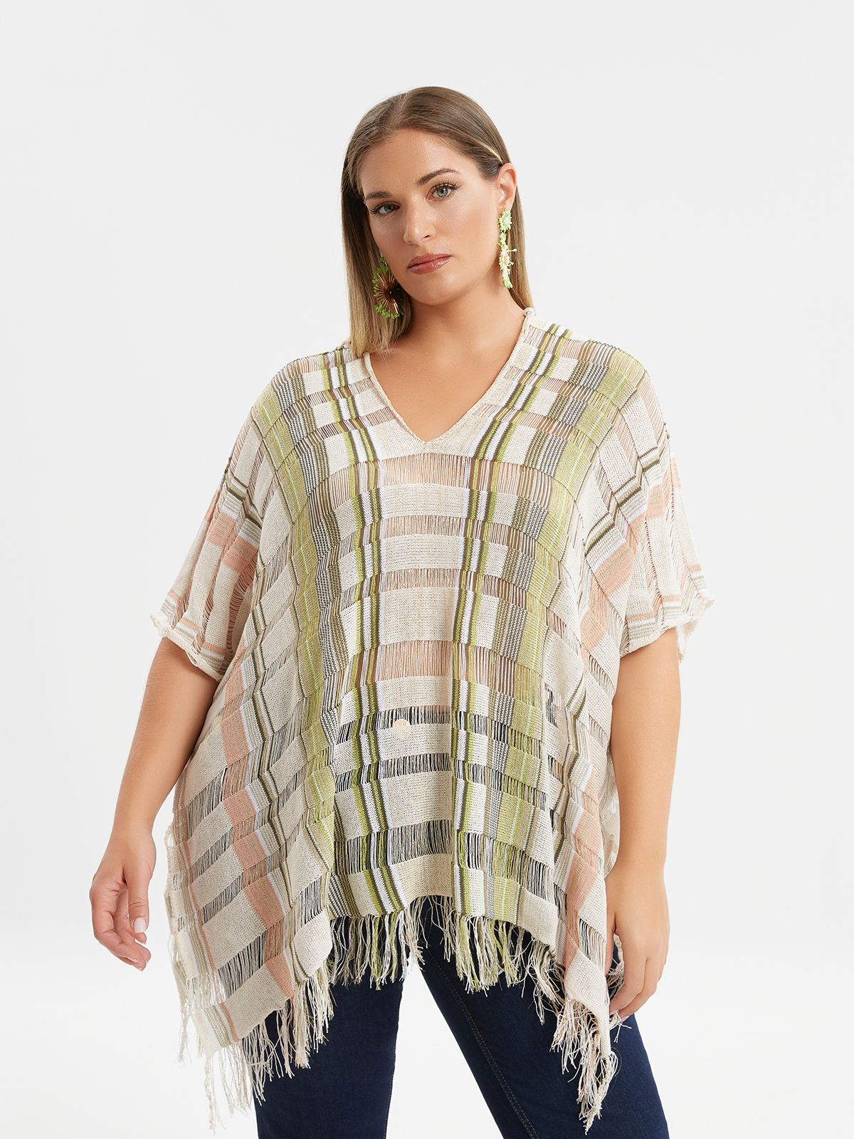 Maglia Poncho Per moda Curvy